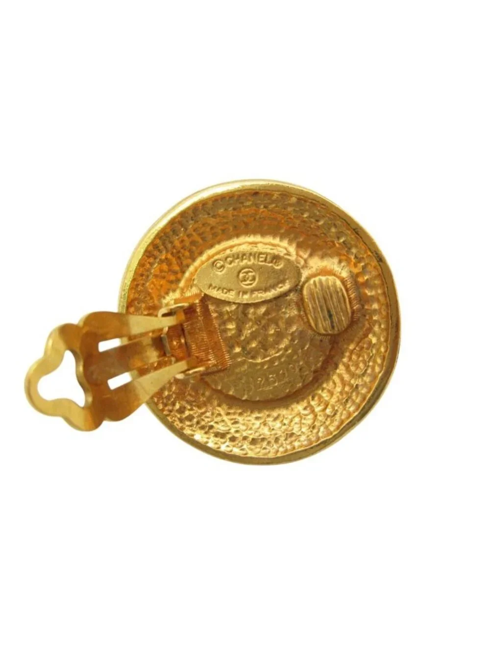 Chanel Earring Vintage Logo Pearl Single Gold